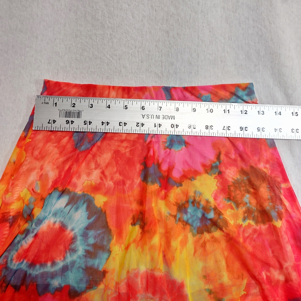 Rare New Los Angeles Apparel Printed Micro Mesh Skort| Orange Tie Dye| Medium - Picture 7 of 8